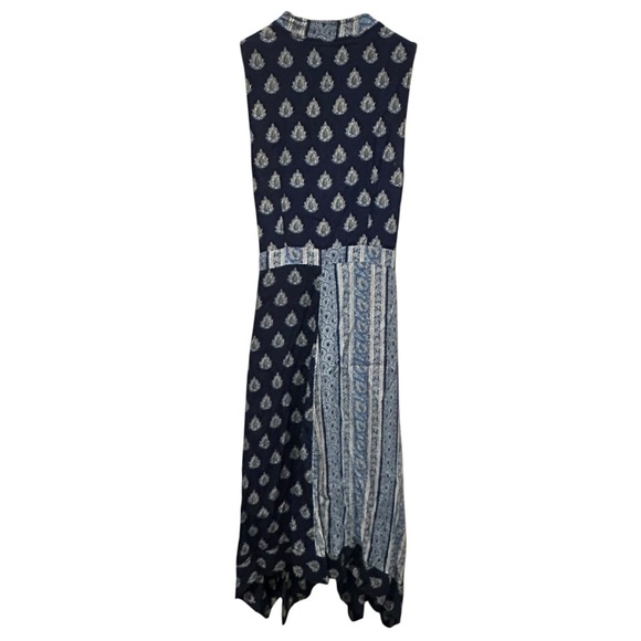Anthropologie Maeve Eclipsed Midi Dress Stripe Paisley Mixed Print Blue Size 4 - Picture 4 of 12